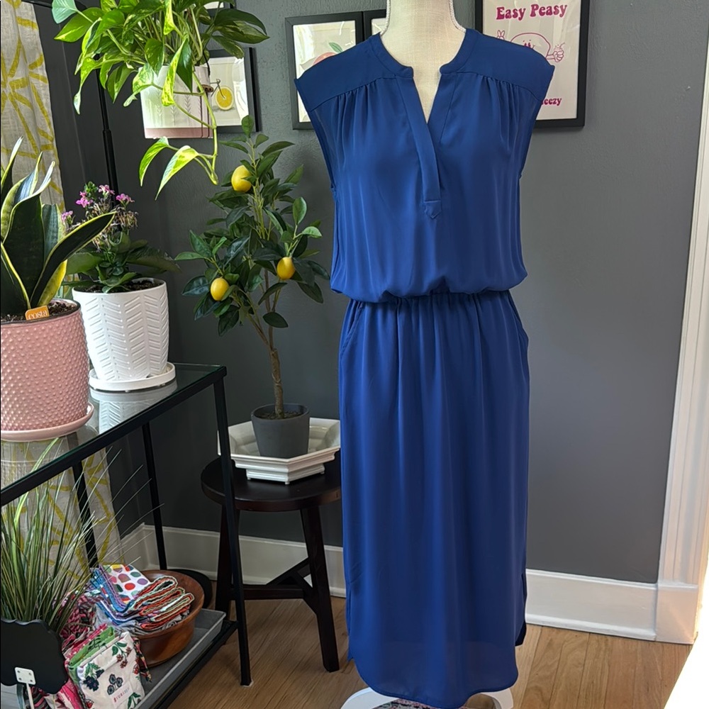 Blue Sleeveless V-Neck Sundress for Casual Occasions